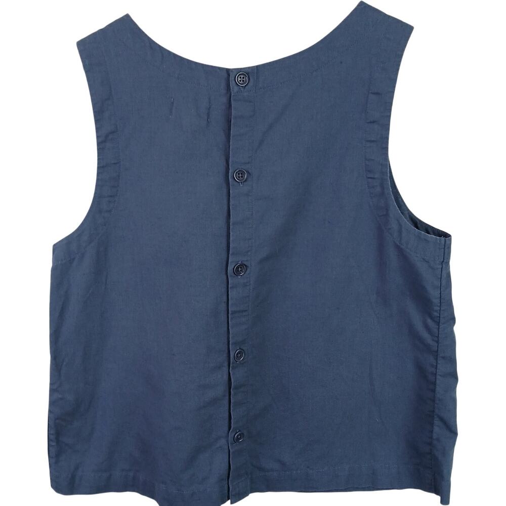 Pact Women's SZ S Organic Cotton/Linen Blend Full Button Back Tank Navy Blue - Picture 3 of 4